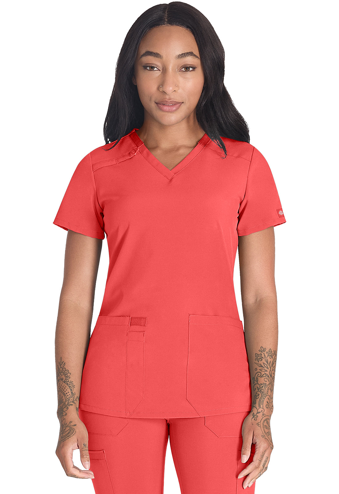EDS Essentials DK615 V-Neck Top Ravashing Coral Image
