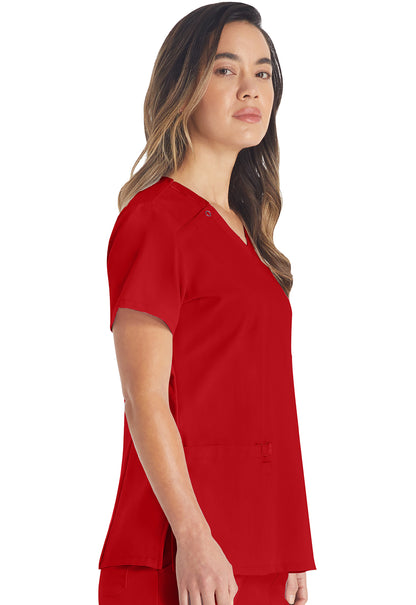 EDS Essentials DK615 V-Neck Top Red Model Image Left Side | Dickies