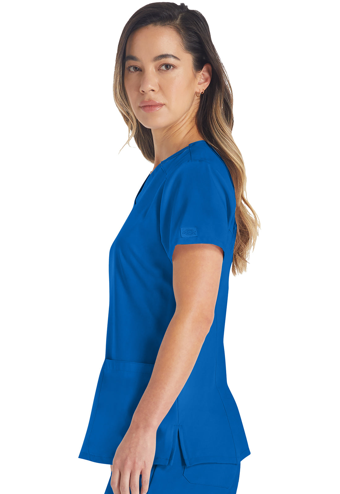 EDS Essentials DK615 V-Neck Top Royal Model Image Right Side | Dickies