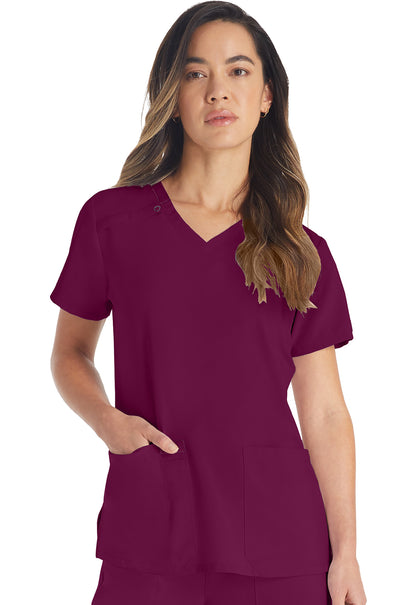 EDS Essentials DK615 V-Neck Top Wine Model Image Front | Dickies