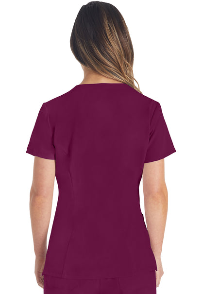 EDS Essentials DK615 V-Neck Top Wine Model Image Back | Dickies