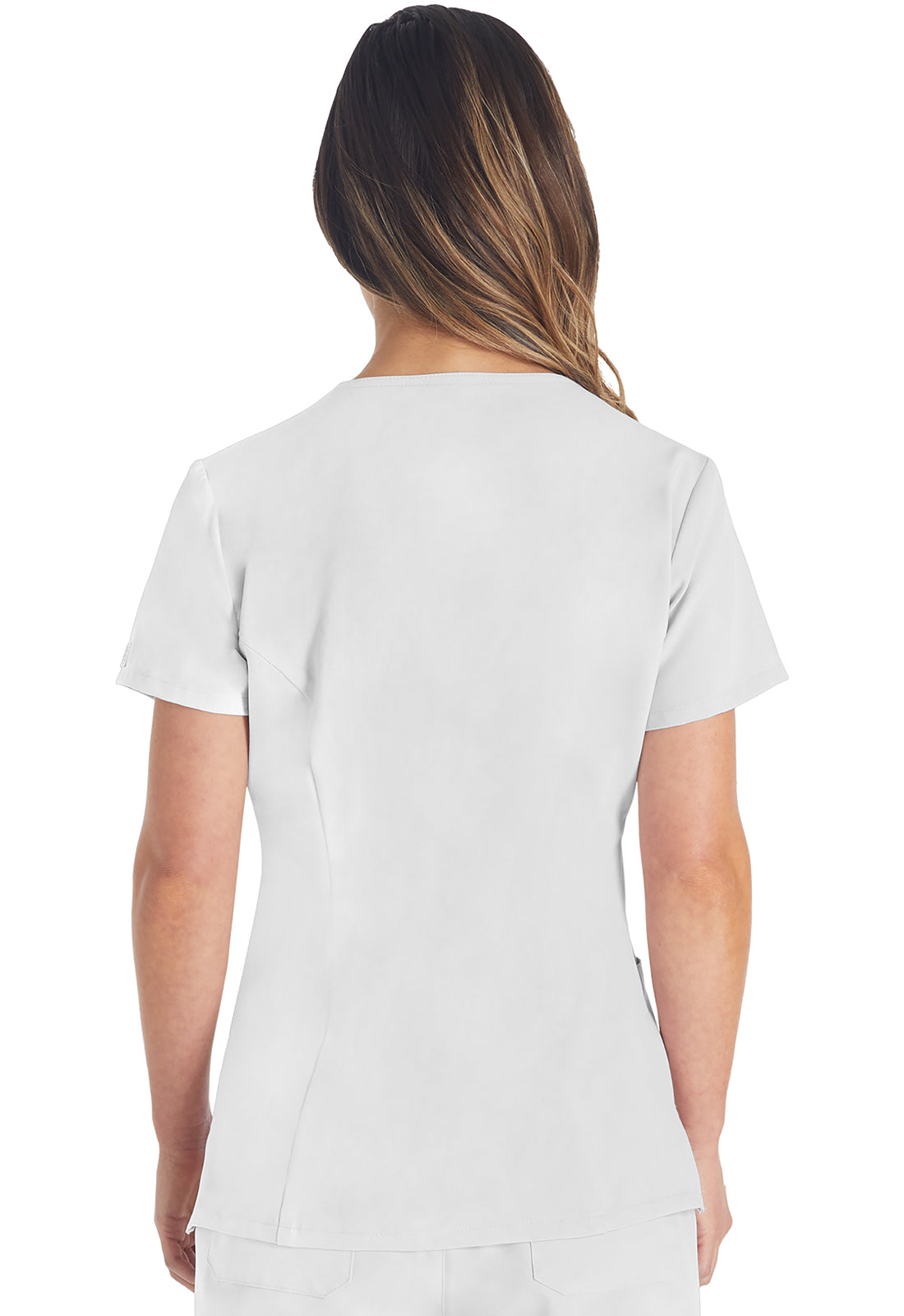 EDS Essentials DK615 V-Neck Top White Model Image Back | Dickies