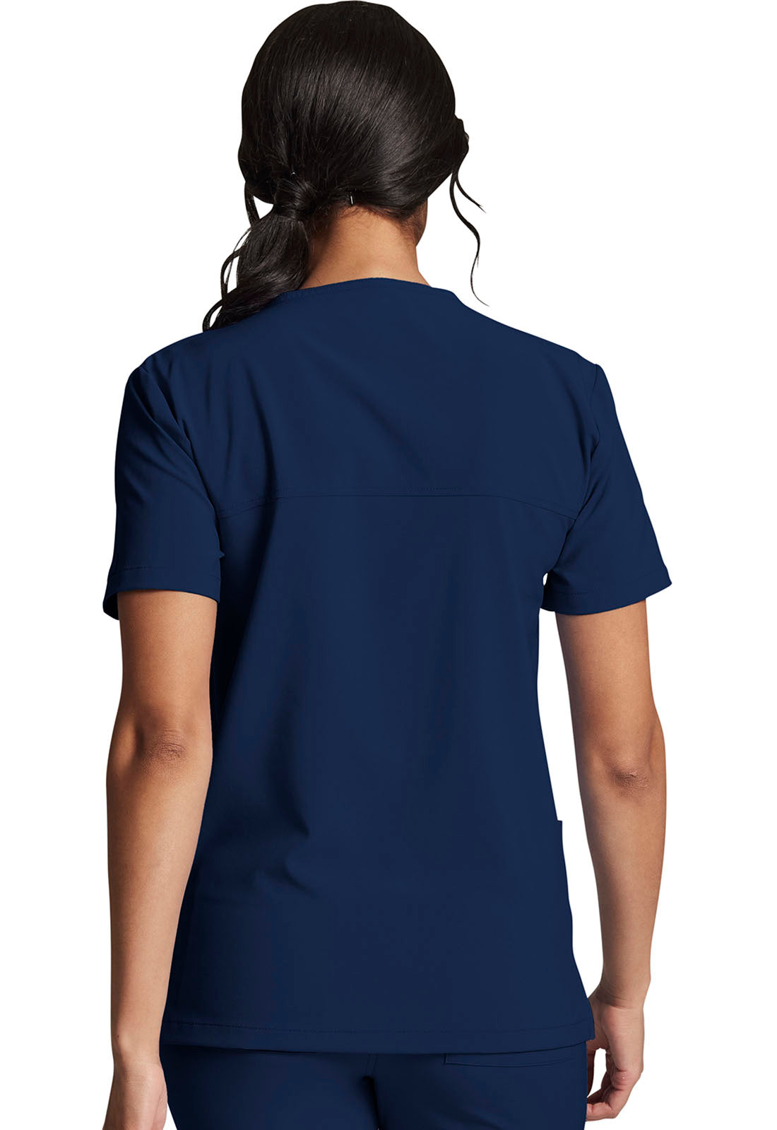 EDS Essentials DK619 Unisex V-Neck Top Navy Model Image Back | Dickies