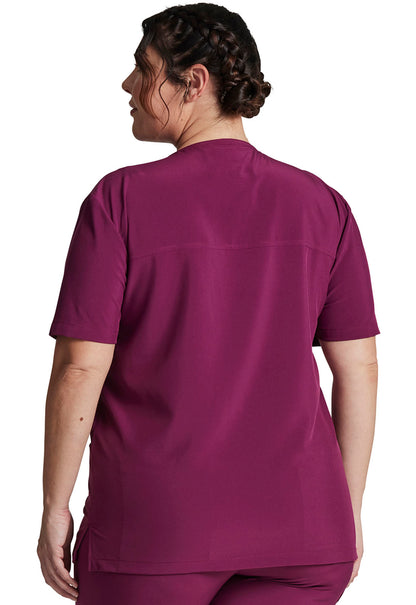 EDS Essentials DK619 Unisex V-Neck Top Wine Model Image Back | Dickies