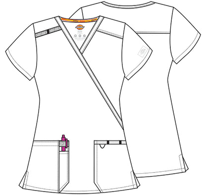 EDS Essentials DK625 Women's Mock Wrap Scrub Top Ciel