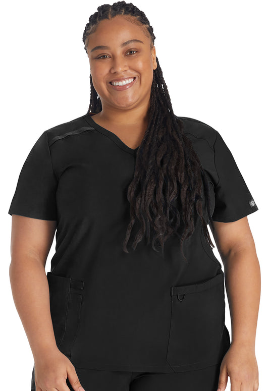 EDS Essentials DK625 Mock Wrap Top Black Model Image Front | Dickies