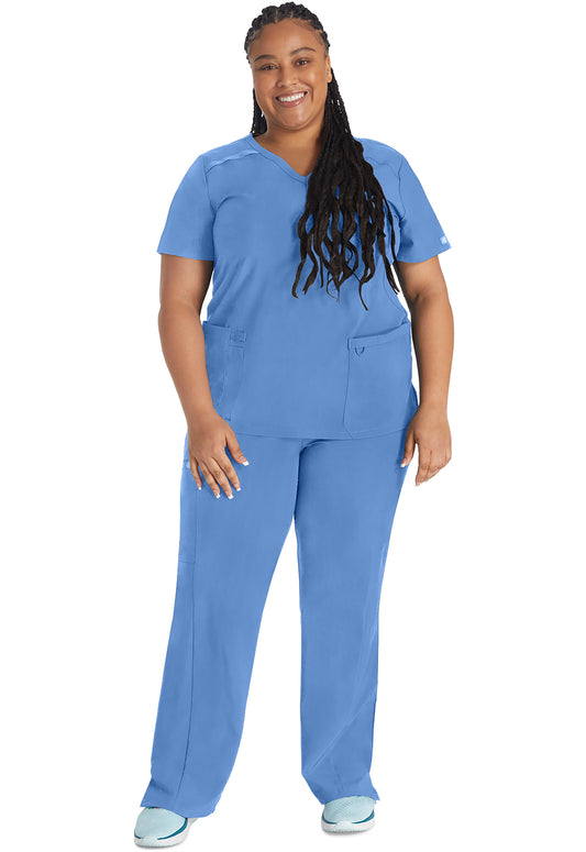 EDS Essentials DK625 Women's Mock Wrap Scrub Top Ciel