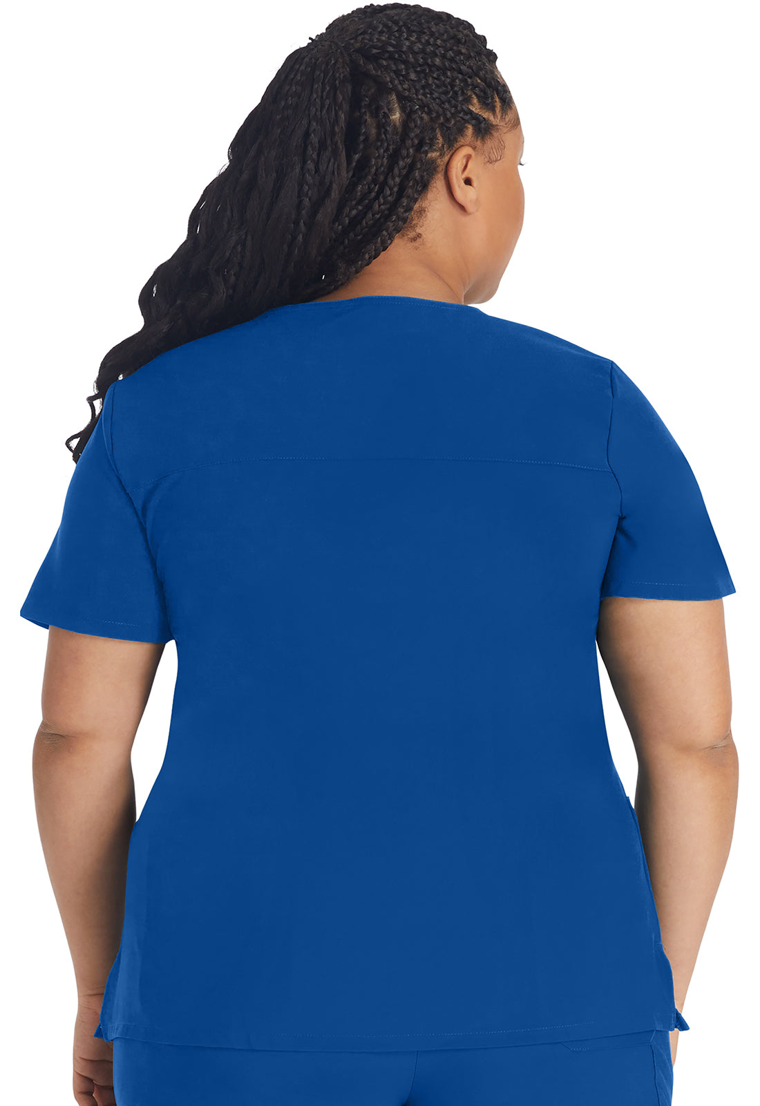 EDS Essentials DK625 Mock Wrap Top Galaxy Blue Model Image Back | Dickies