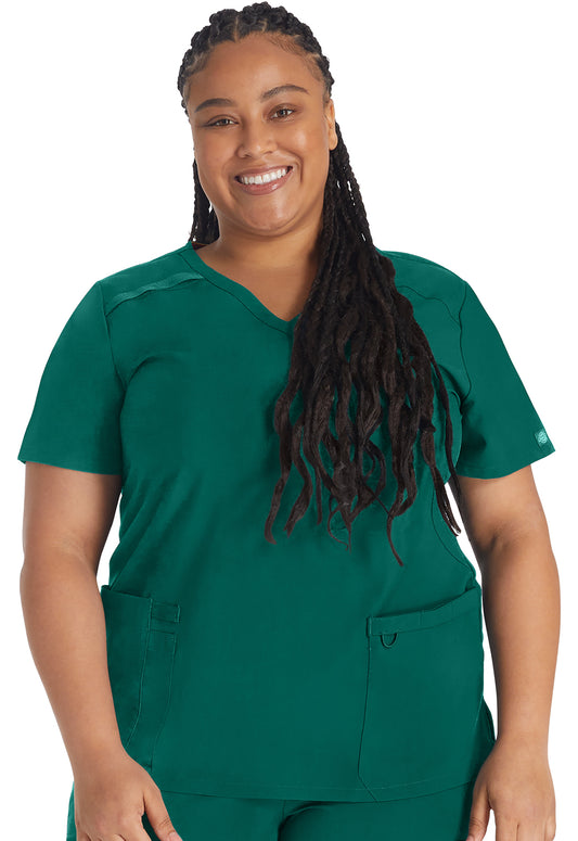 EDS Essentials DK625 Mock Wrap Top Hunter Green Model Image Front | Dickies