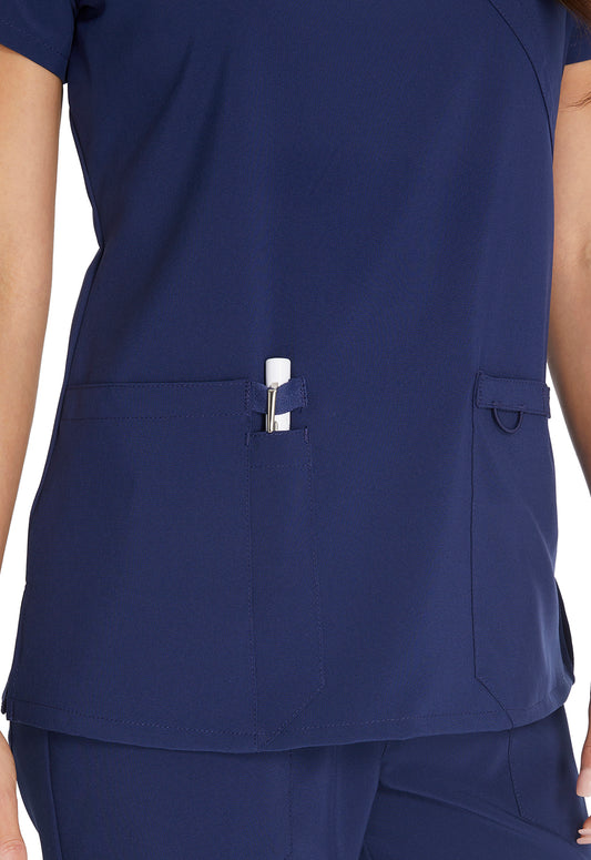 EDS Essentials DK625 Women's Mock Wrap Scrub Top Navy