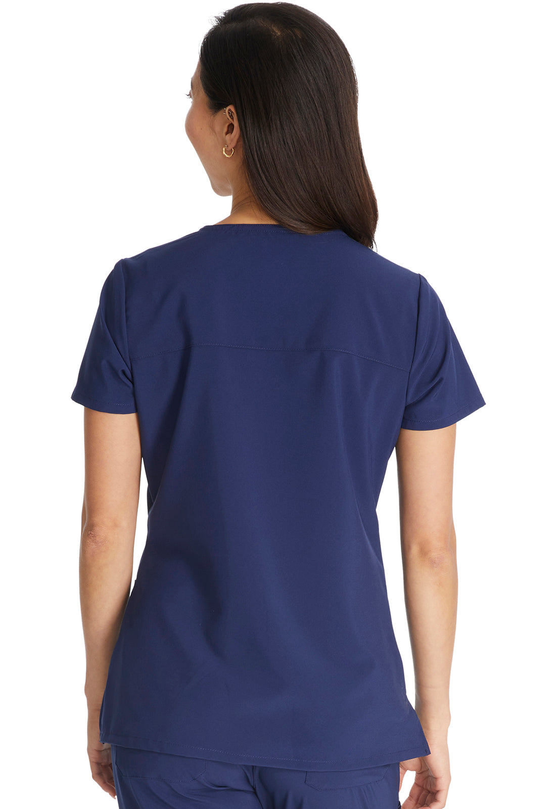 EDS Essentials DK625 Mock Wrap Top Navy Model Image Back | Dickies