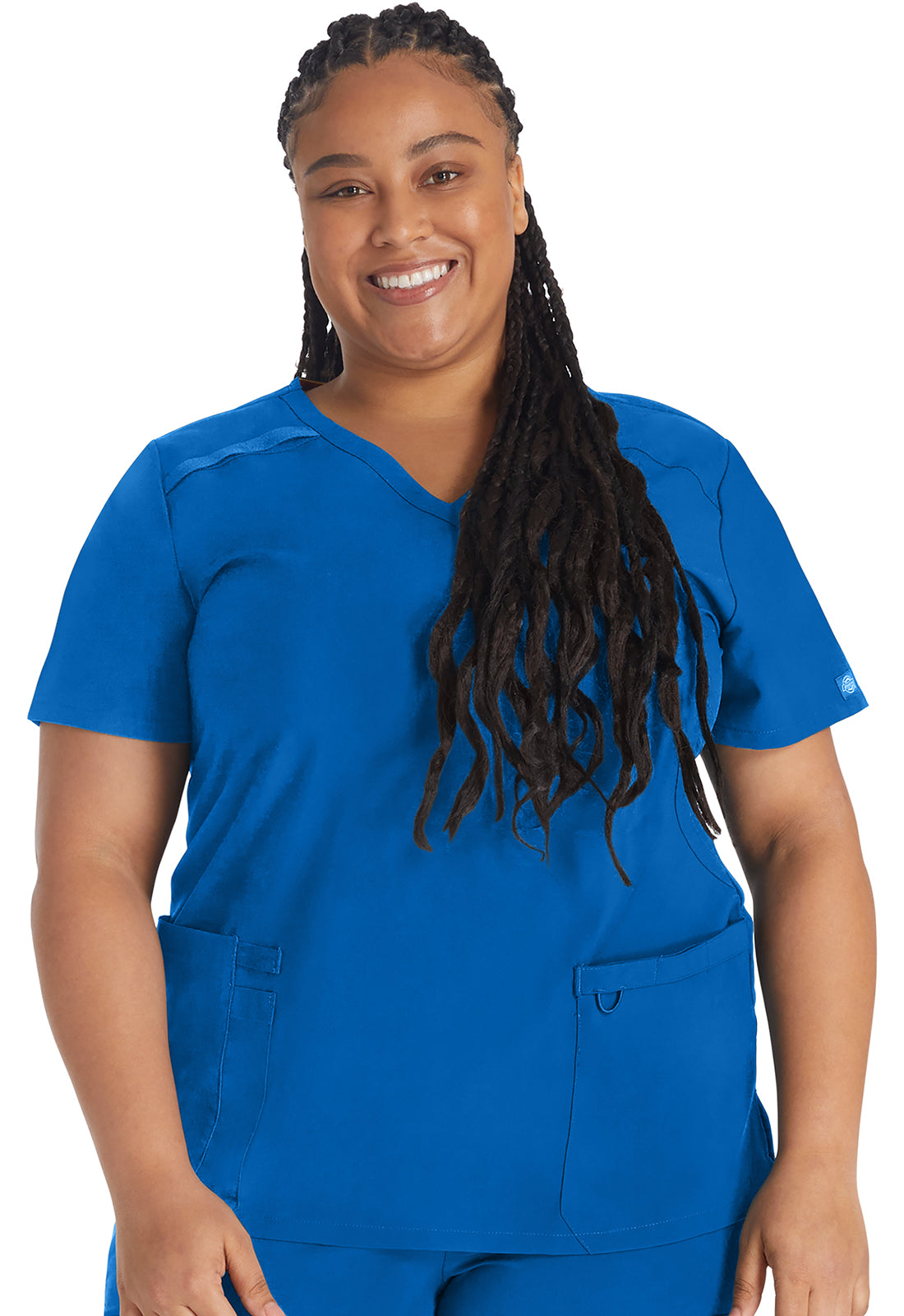 EDS Essentials DK625 Mock Wrap Top Royal Model Image Front | Dickies