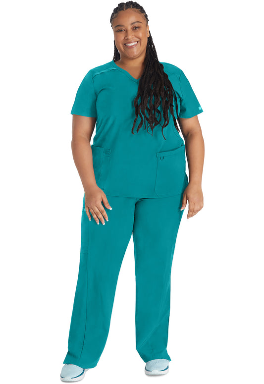 EDS Essentials DK625 Women's Mock Wrap Scrub Top Teal Blue