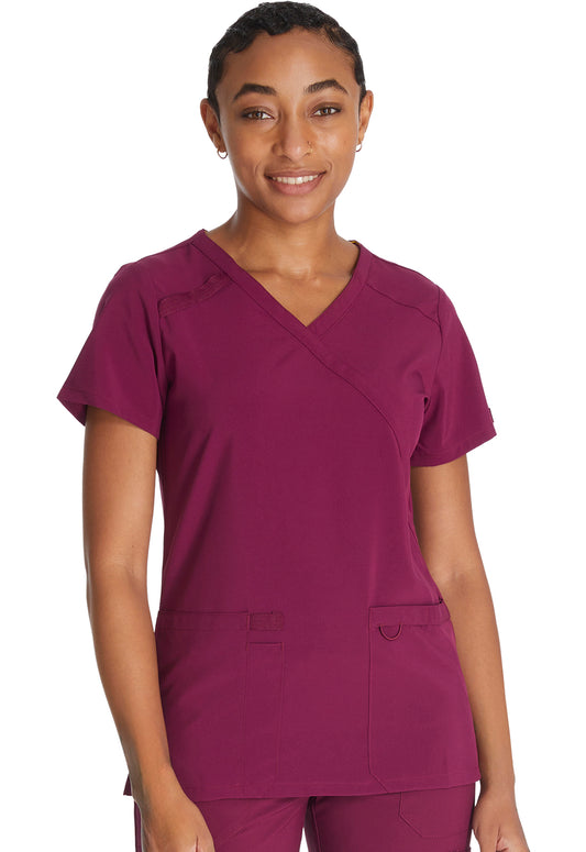 EDS Essentials DK625 Mock Wrap Top Wine Model Image Front | Dickies