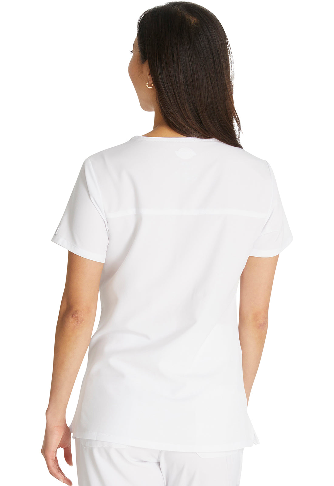 EDS Essentials DK625 Mock Wrap Top White Model Image Back | Dickies