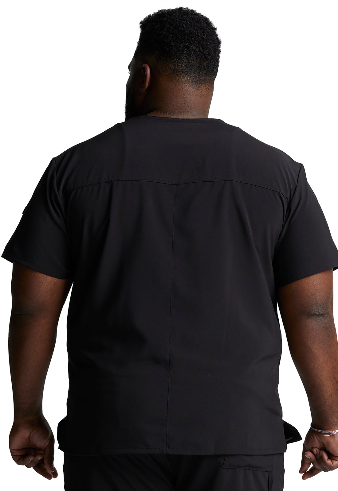 EDS Essentials DK635 Men's Tuckable V-Neck Top Black Model Image Back | Dickies