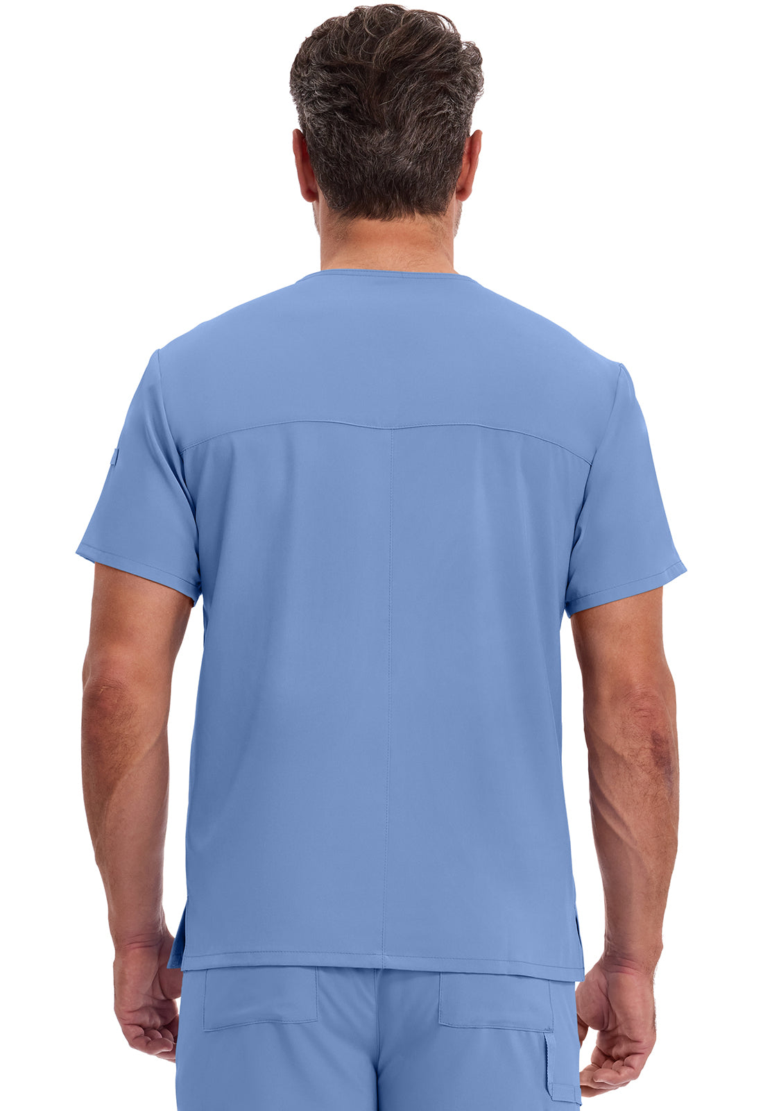 EDS Essentials DK635 Men's Tuckable V-Neck Scrub Top Ciel