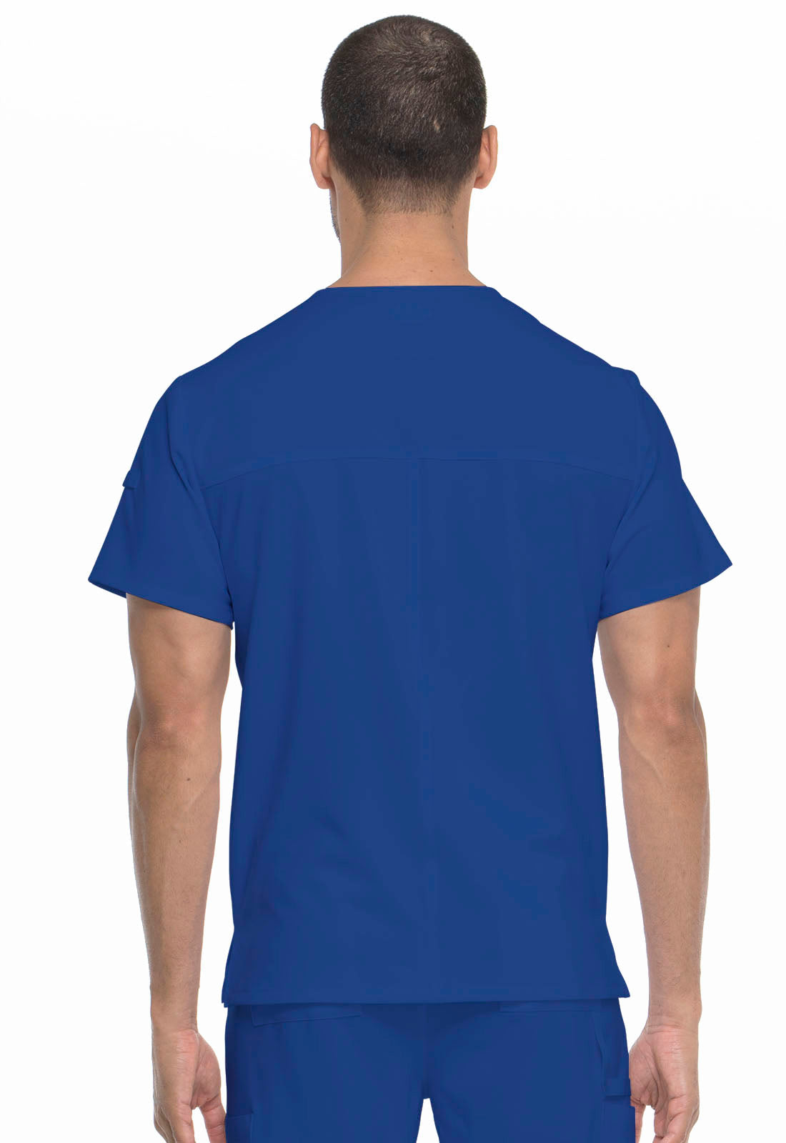 EDS Essentials DK635 Men's Tuckable V-Neck Top Galaxy Blue Model Image Back | Dickies