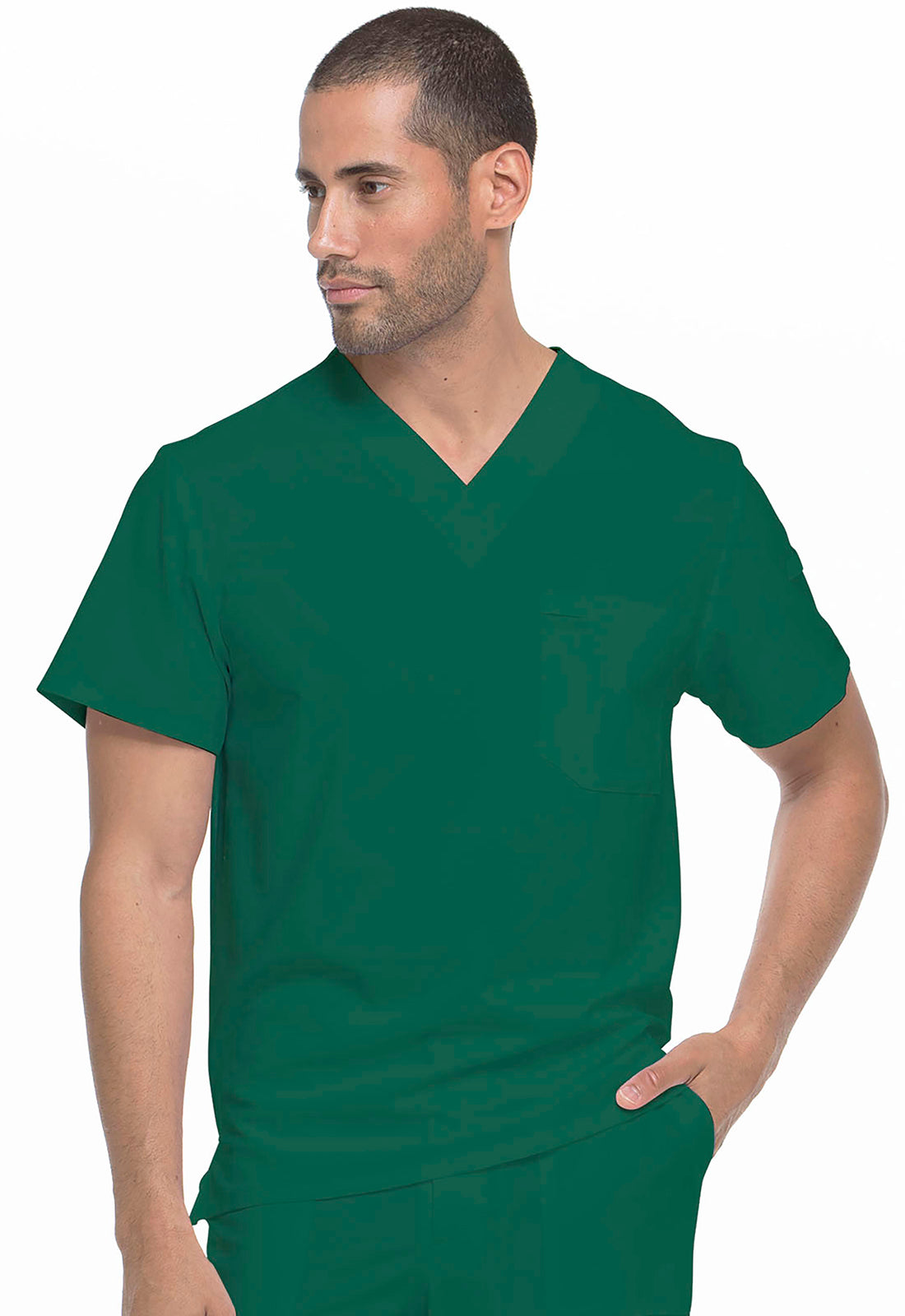 EDS Essentials DK635 Men's Tuckable V-Neck Top Hunter Green Model Image Front | Dickies