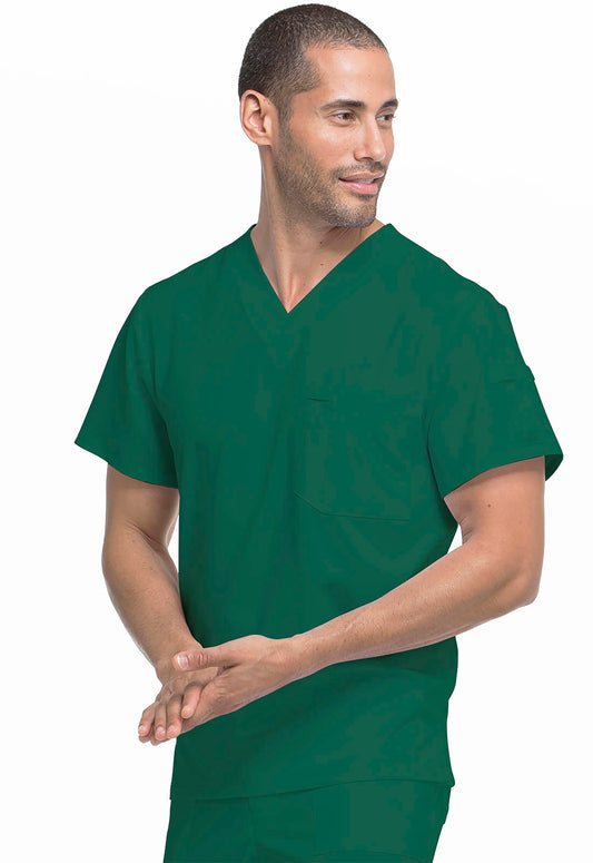 EDS Essentials DK635 Men's Tuckable V-Neck Top Hunter Green Model Image Right Side | Dickies