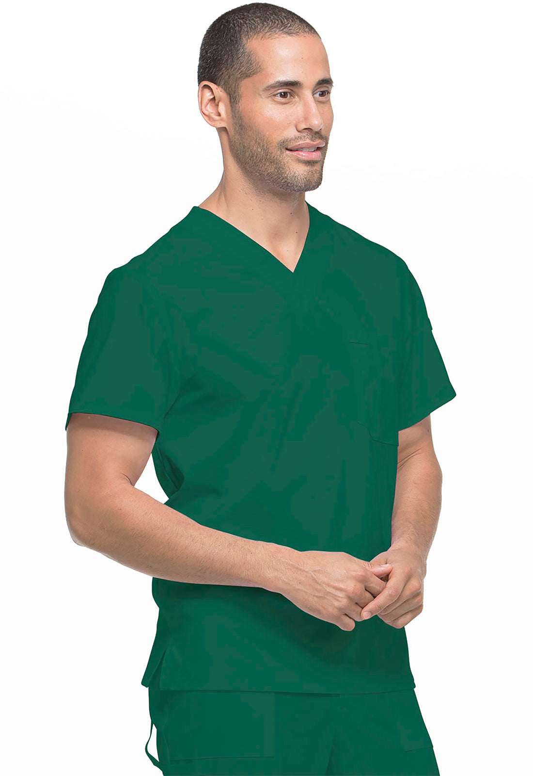 EDS Essentials DK635 Men's Tuckable V-Neck Top Hunter Green Model Image Left Side | Dickies