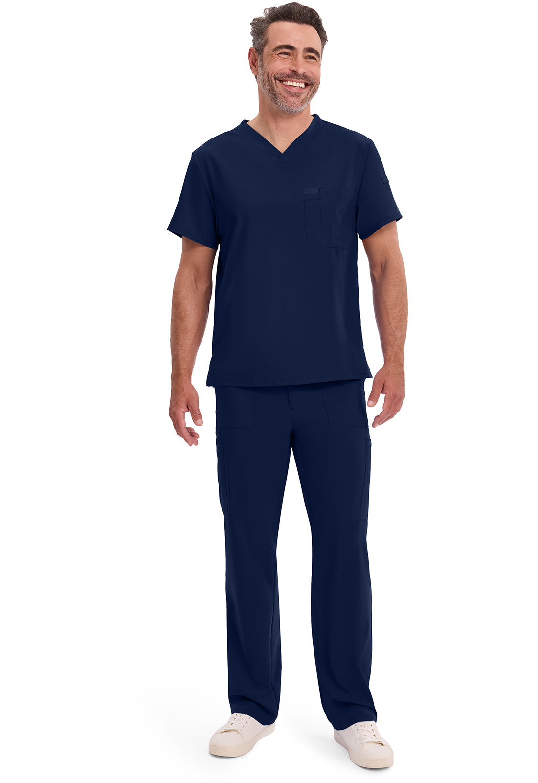 EDS Essentials DK635 Men's Tuckable V-Neck Scrub Top Navy