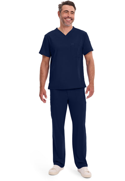 EDS Essentials DK635 Men's Tuckable V-Neck Scrub Top Navy