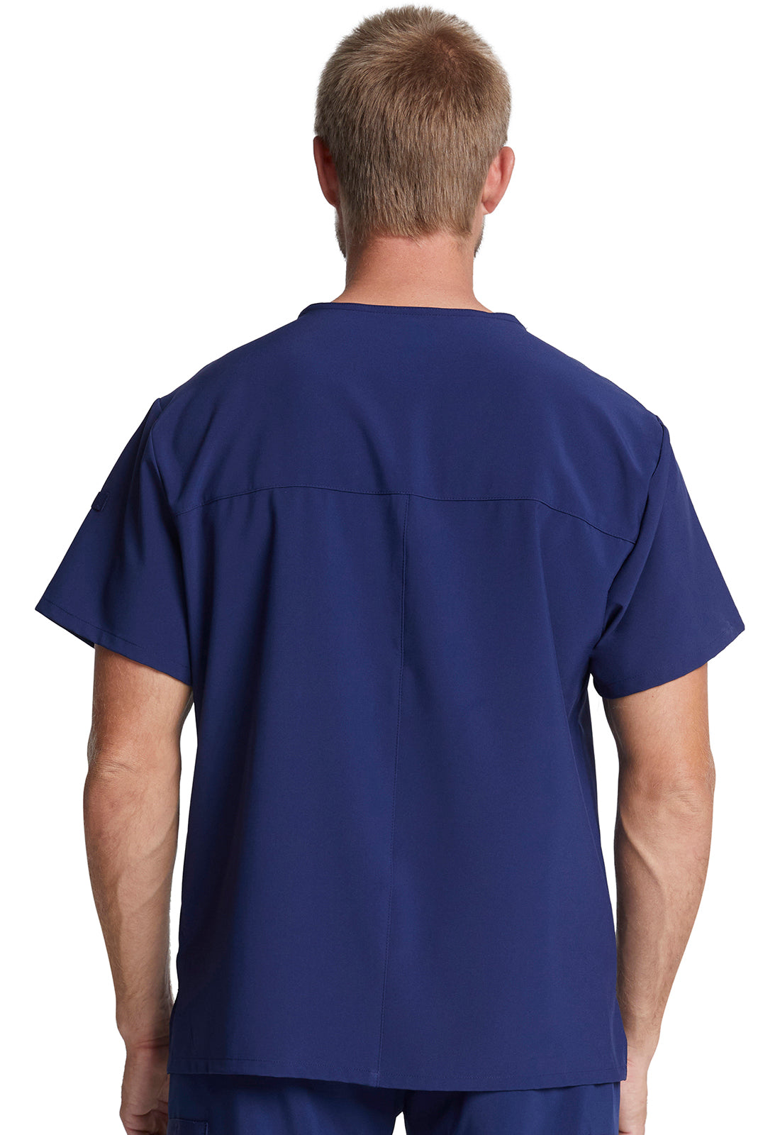 EDS Essentials DK635 Men's Tuckable V-Neck Top Navy Model Image Back | Dickies