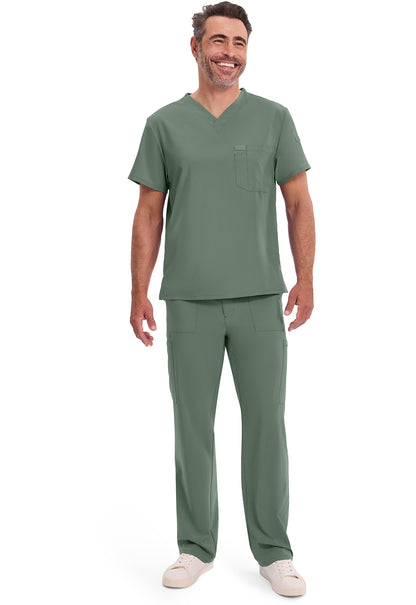 EDS Essentials DK635 Men's Tuckable V-Neck Scrub Top Olive