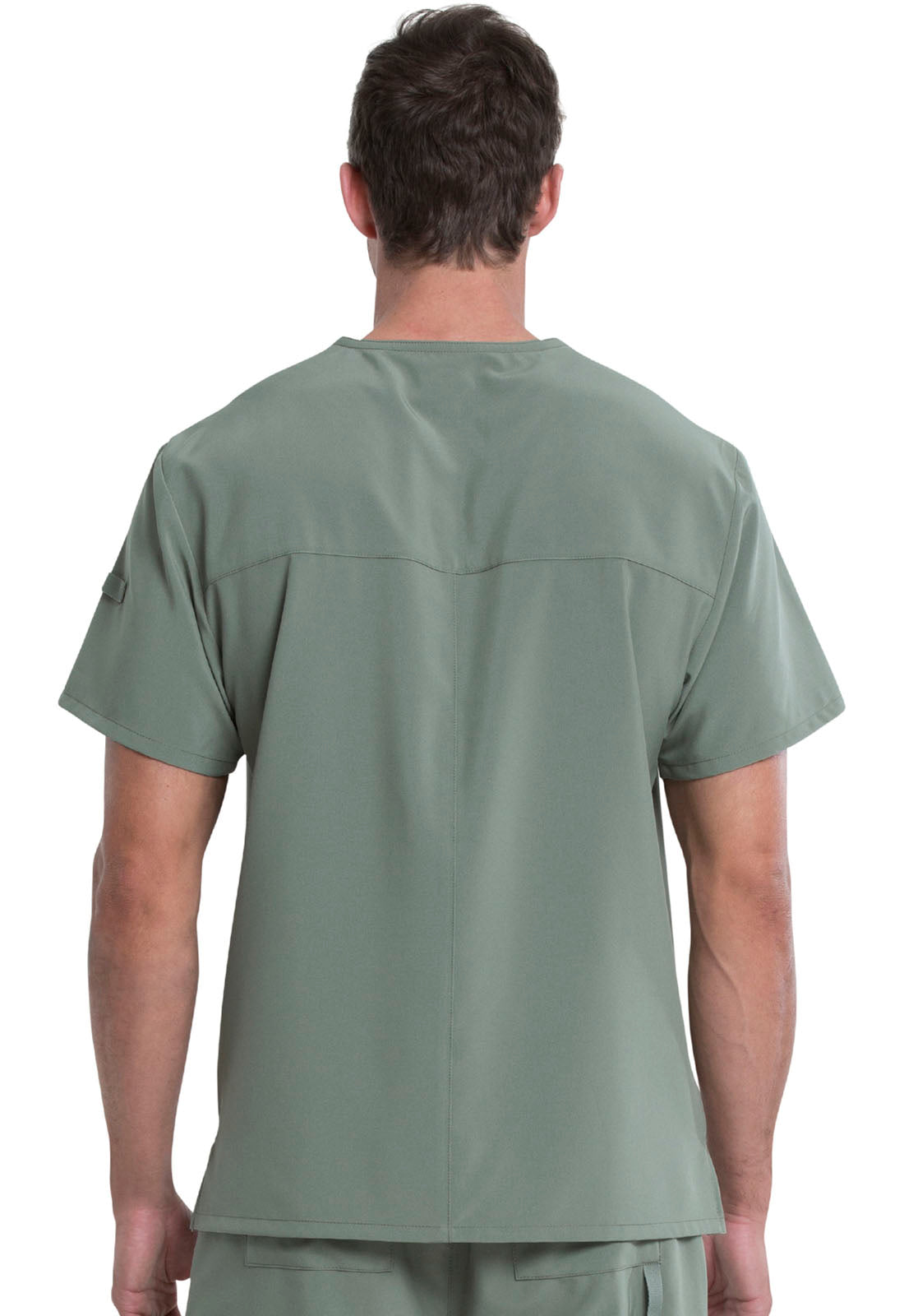 EDS Essentials DK635 Men's Tuckable V-Neck Top Olive Model Image Back | Dickies