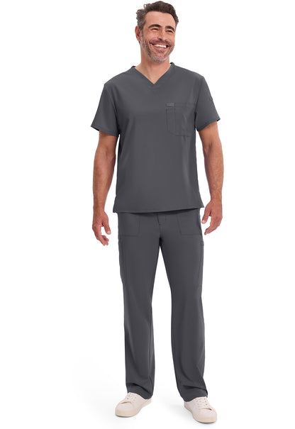 EDS Essentials DK635 Men's Tuckable V-Neck Scrub Top Pewter