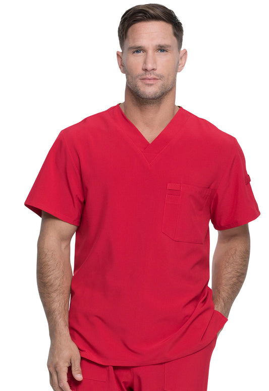 EDS Essentials DK635 Men's Tuckable V-Neck Top Red Model Image Front | Dickies