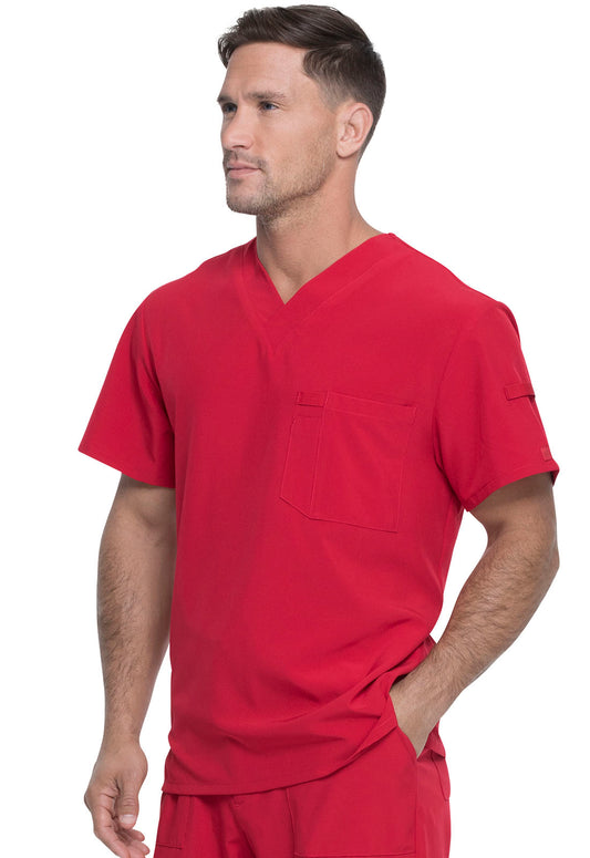 EDS Essentials DK635 Men's Tuckable V-Neck Top Red Model Image Right Side | Dickies