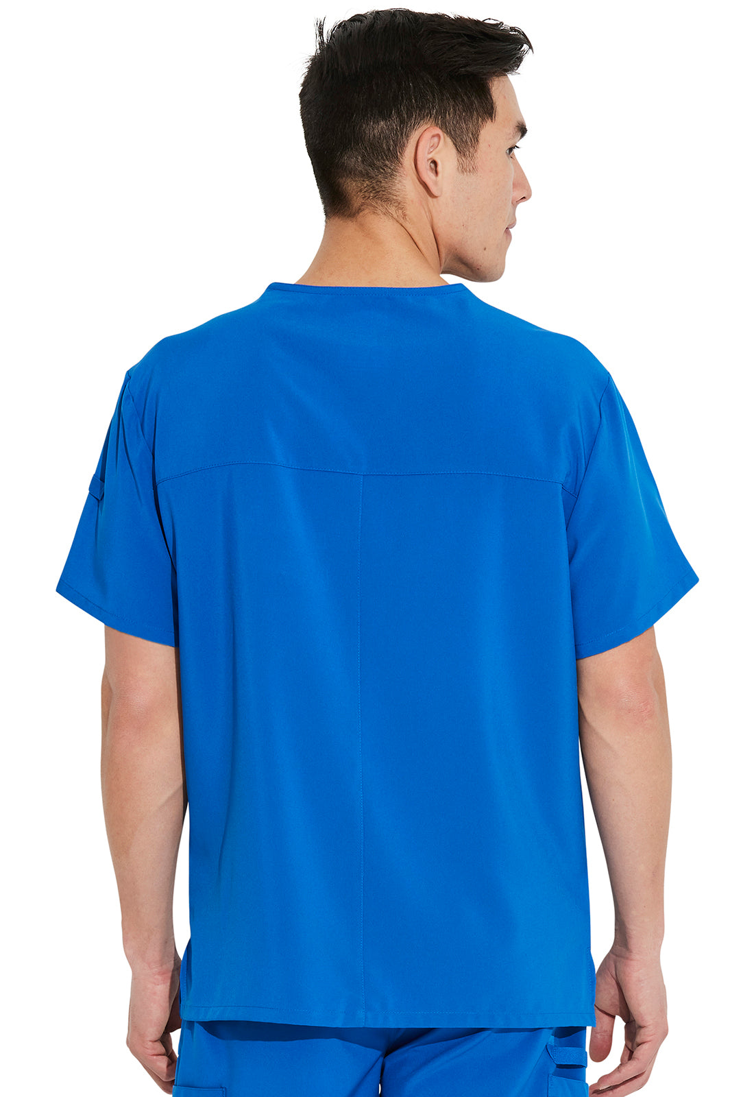 EDS Essentials DK635 Men's Tuckable V-Neck Top Royal Model Image Back | Dickies