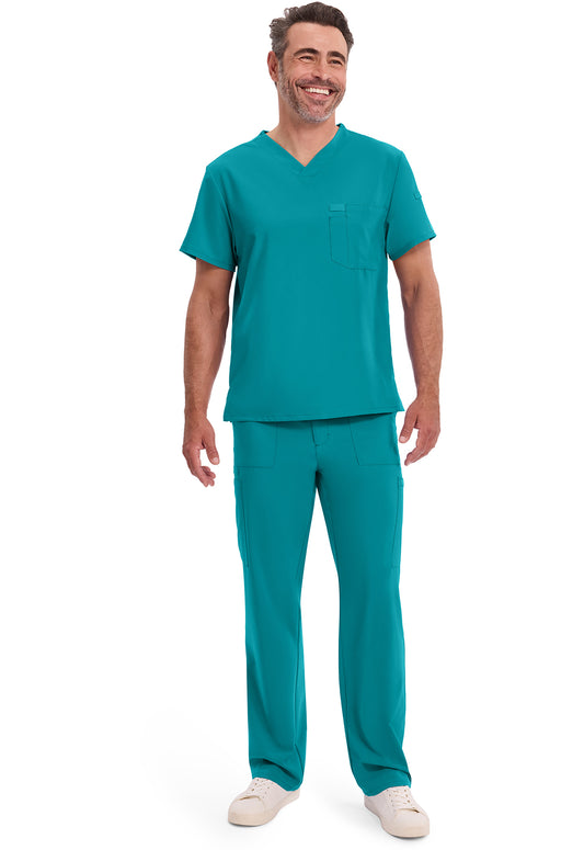 EDS Essentials DK635 Men's Tuckable V-Neck Scrub Top Teal Blue