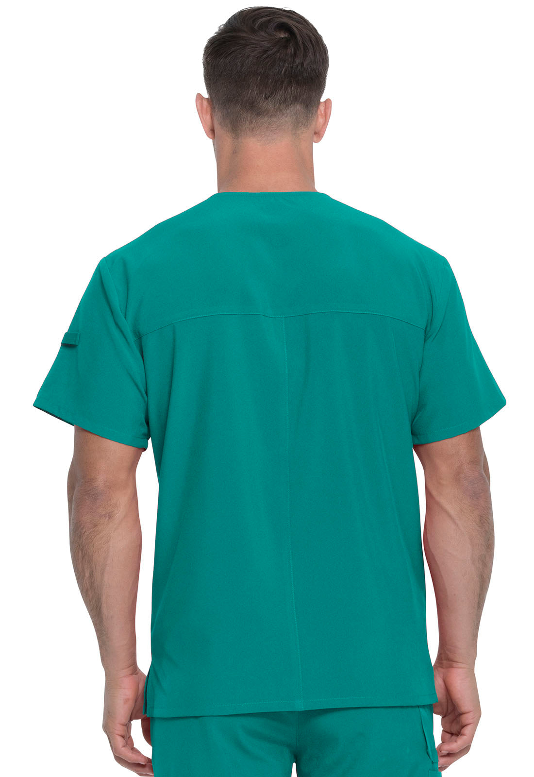 EDS Essentials DK635 Men's Tuckable V-Neck Top Teal Blue Model Image Back | Dickies