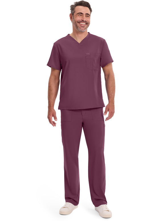 EDS Essentials DK635 Men's Tuckable V-Neck Scrub Top Wine