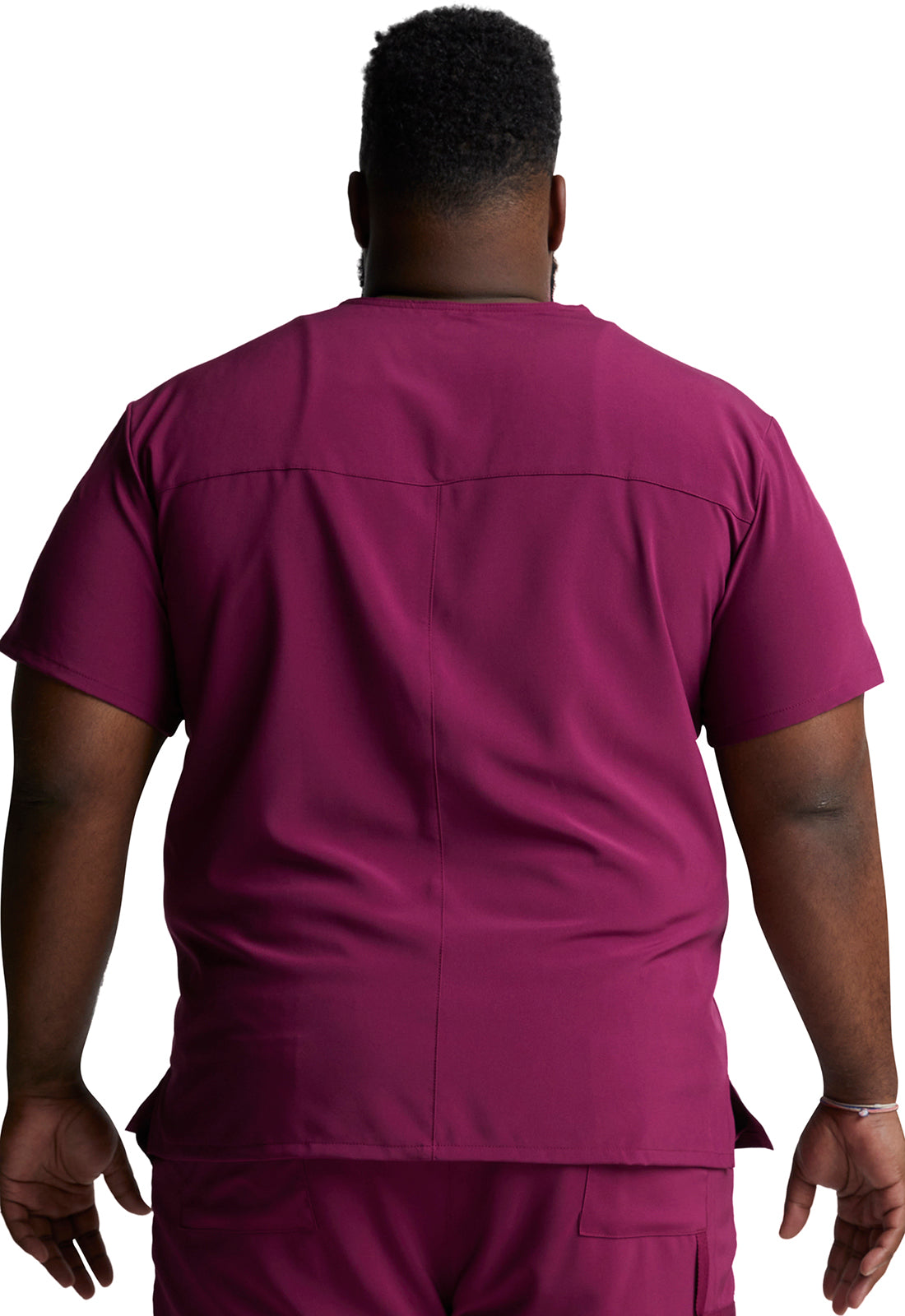 EDS Essentials DK635 Men's Tuckable V-Neck Top Wine Model Image Back | Dickies