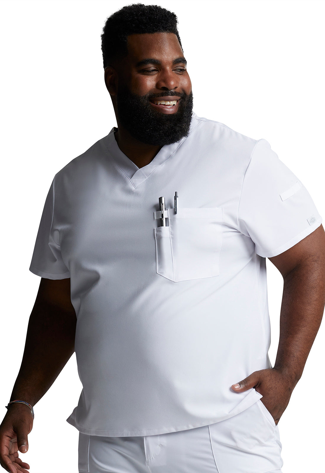 EDS Essentials DK635 Men's Tuckable V-Neck Scrub Top image 3