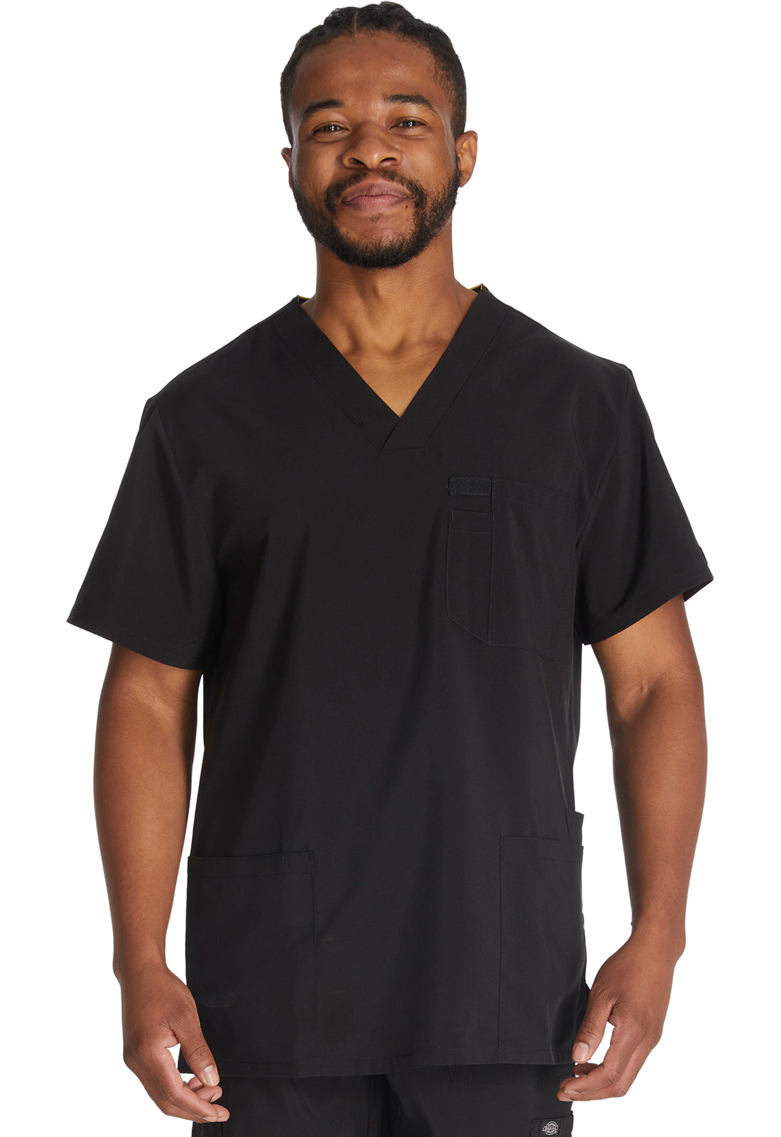 EDS Essentials DK645 Men's V-Neck Top Black Model Image Front | Dickies