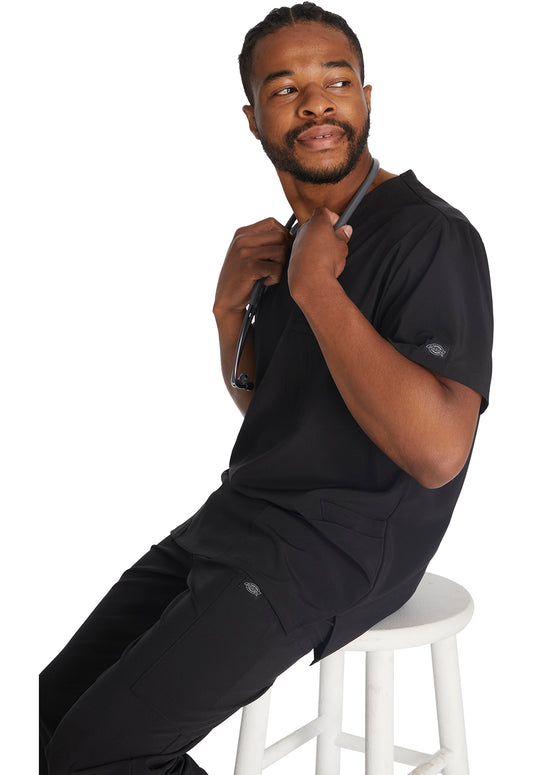EDS Essentials DK645 Men's V-Neck Scrub Top Black