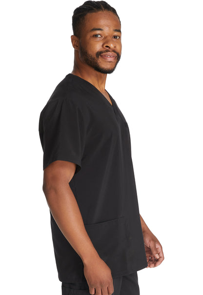 EDS Essentials DK645 Men's V-Neck Top Black Model Image Left Side | Dickies