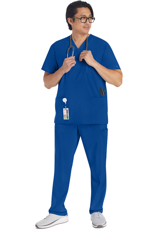 EDS Essentials DK645 Men's V-Neck Scrub Top Galaxy Blue