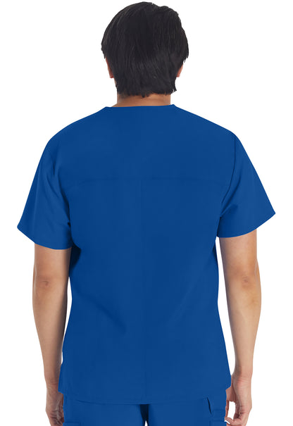 EDS Essentials DK645 Men's V-Neck Top Galaxy Blue Model Image Back | Dickies