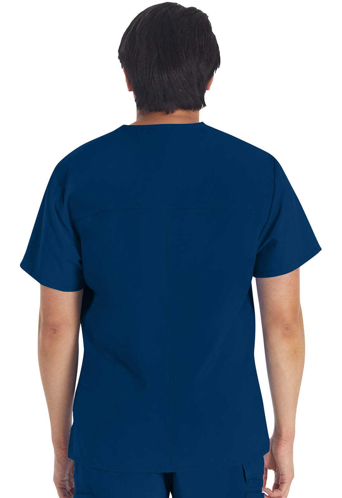 EDS Essentials DK645 Men's V-Neck Top Navy Model Image Back | Dickies