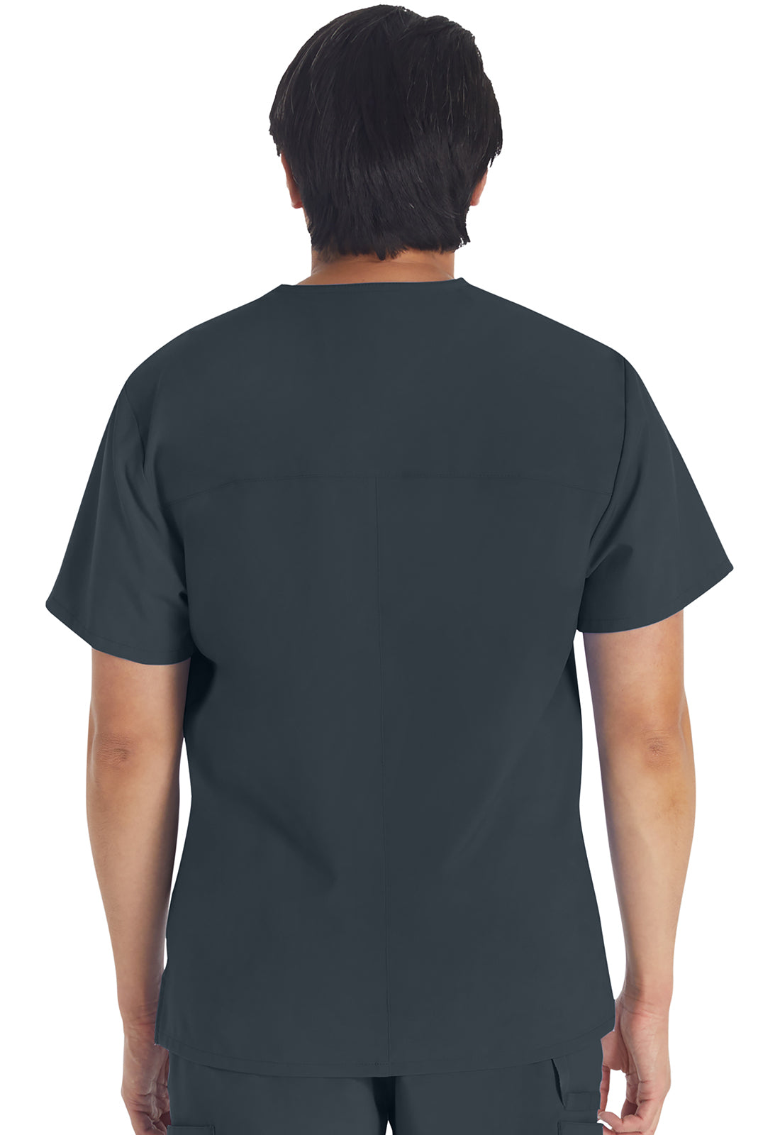 EDS Essentials DK645 Men's V-Neck Top Pewter Model Image Back | Dickies