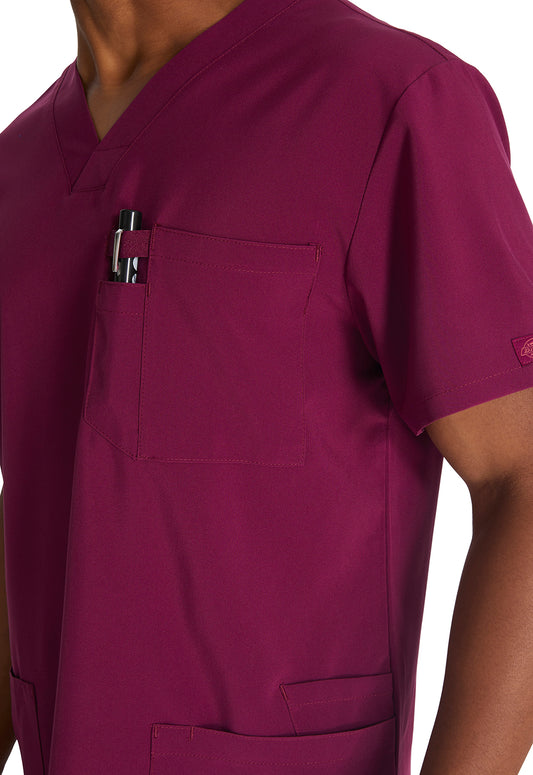 EDS Essentials DK645 Men's V-Neck Scrub Top Wine