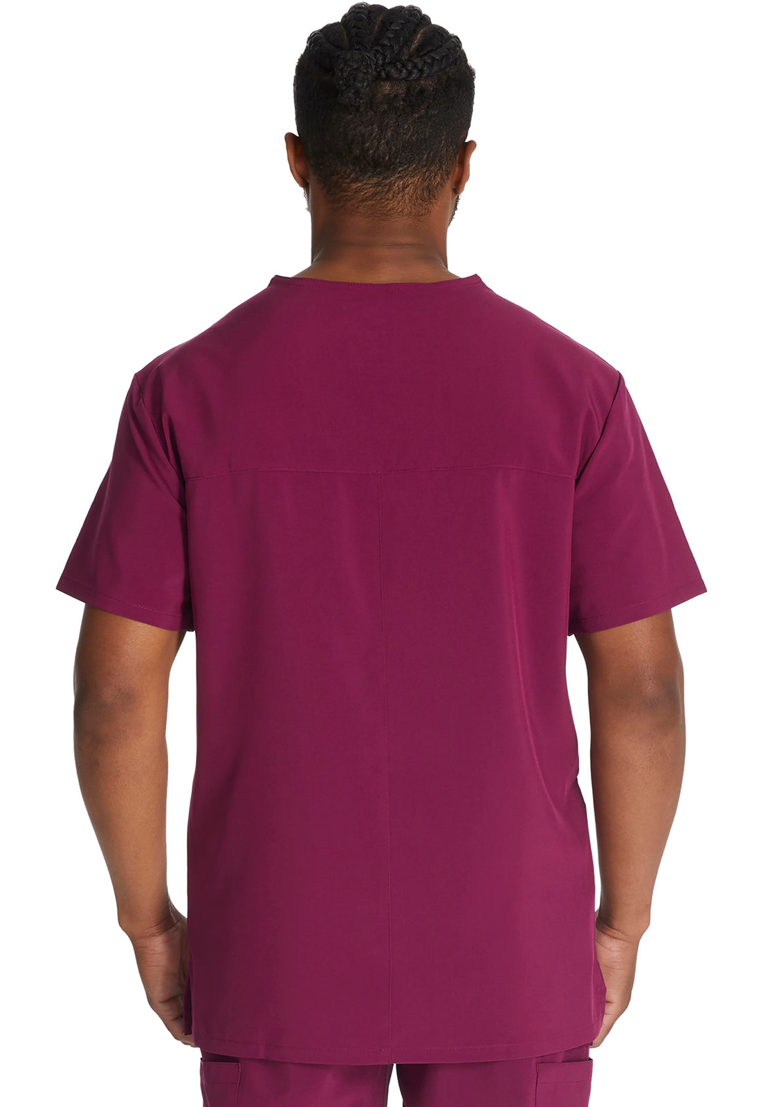 EDS Essentials DK645 Men's V-Neck Top Wine Model Image Back | Dickies