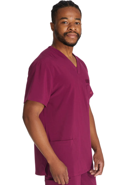 EDS Essentials DK645 Men's V-Neck Top Wine Model Image Left Side | Dickies