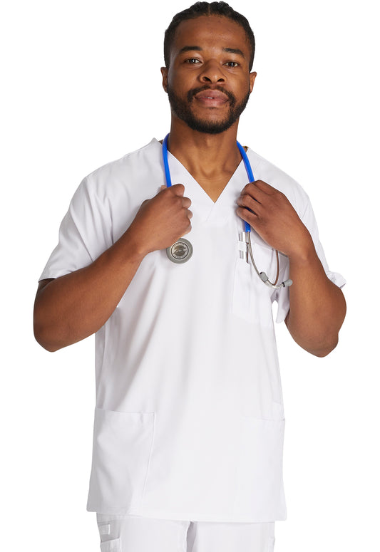 EDS Essentials DK645 Men's V-Neck Scrub Top White